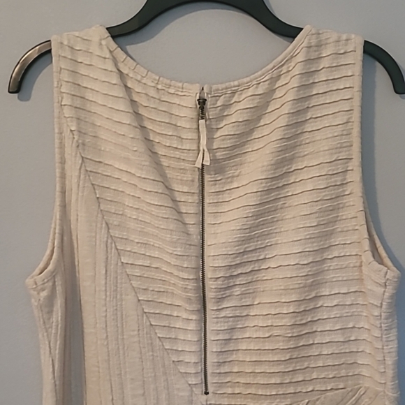 Anthropologie Sand Beige Textured A-line Sleeveless Midi Maxi Dress L Minimalist - Picture 10 of 16